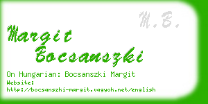 margit bocsanszki business card